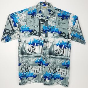 Vintage Up Ro's Large Button Up City Graffiti